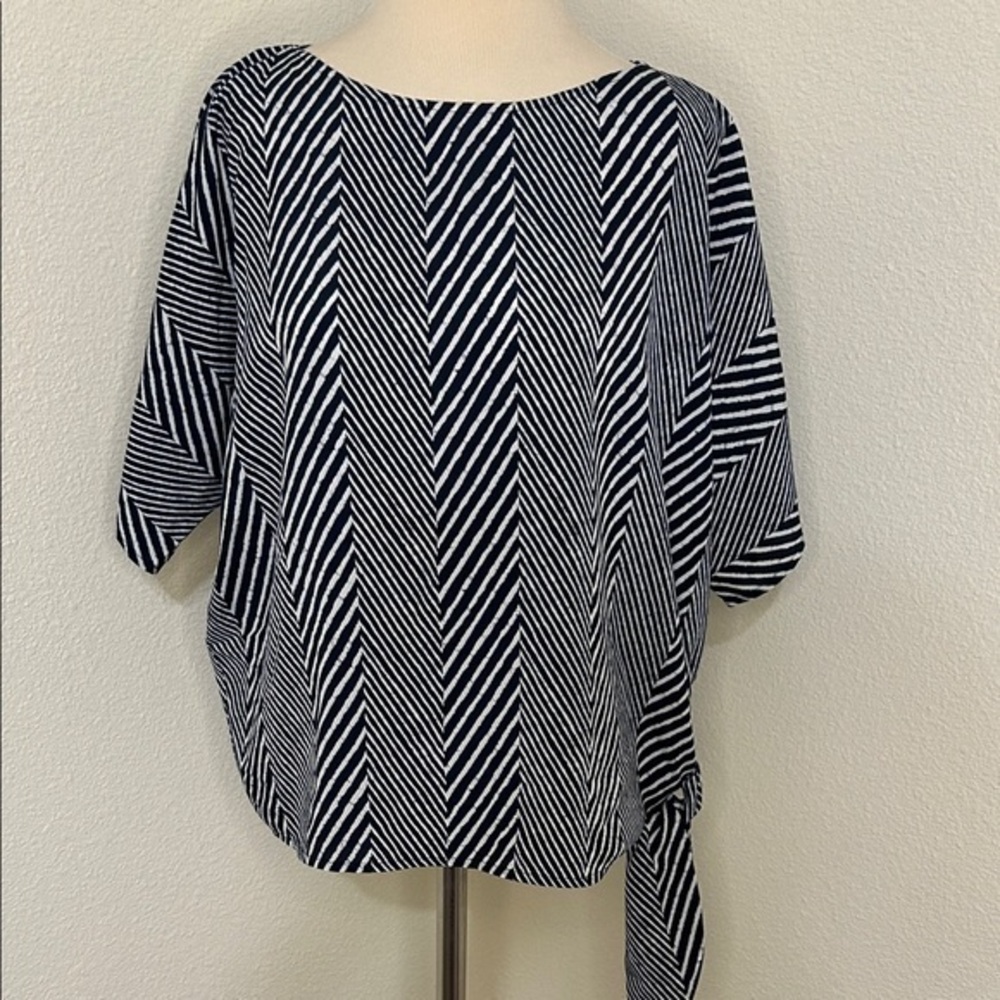 Comfy & Stylish Michael Kors Navy & White Women's Top Size P L Petite Large
